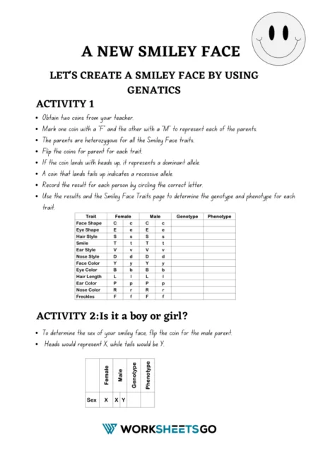 Genetics With A Smile Worksheets