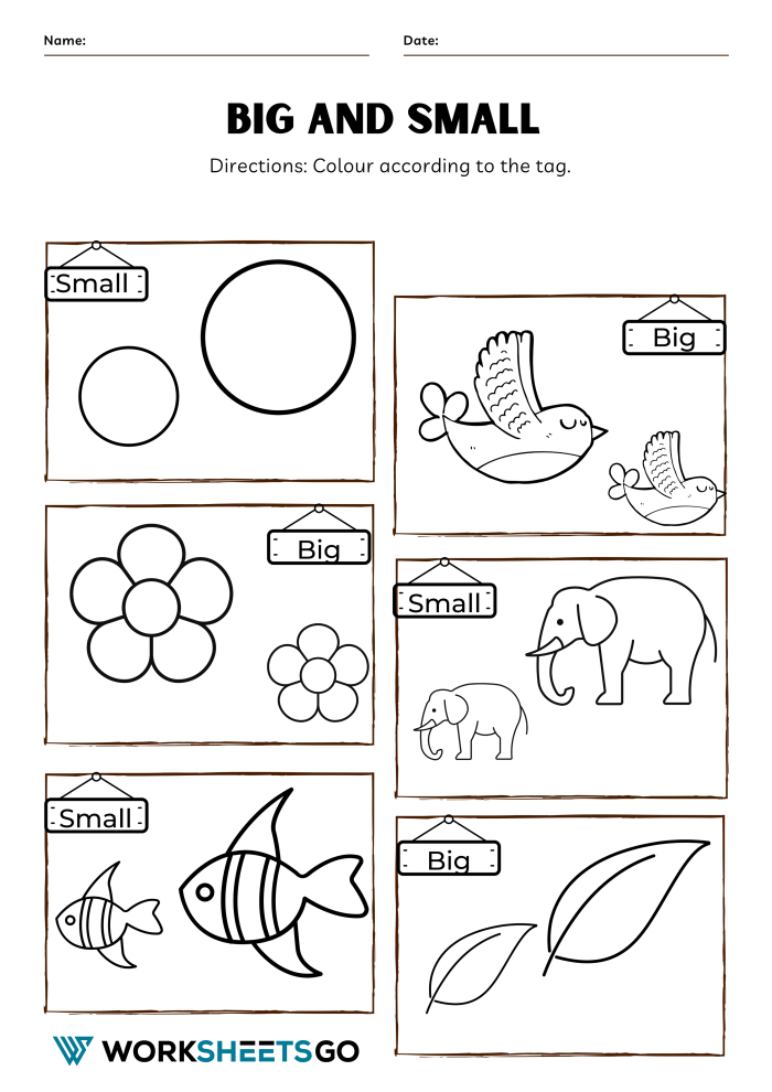 Big And Small Worksheet Big And Small Worksheet