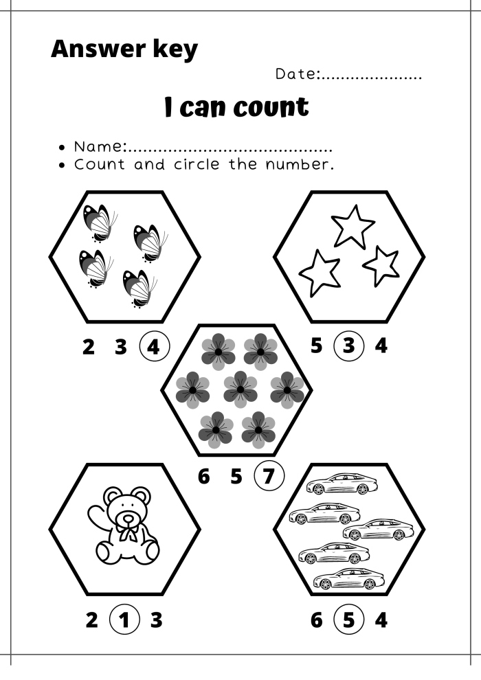 I Can Count Count And Circle Worksheet Answer Key