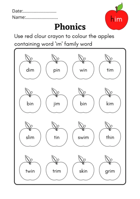 Im Word Family Worksheets
