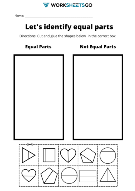 Fractions Equal And Unequal Parts Worksheets