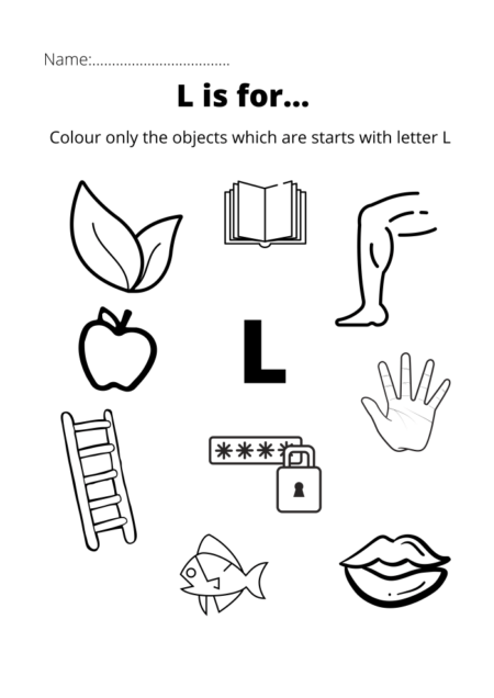 Objects That Look Like L Worksheets