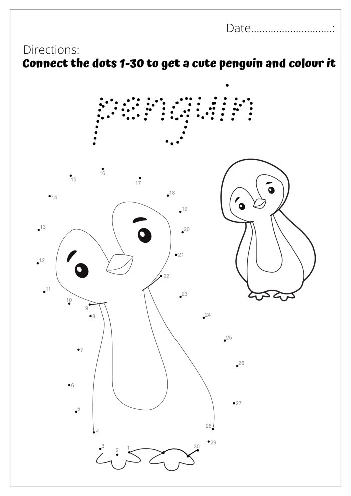Penguin-Count 1-30 Penguin Count 1 30 Worksheet