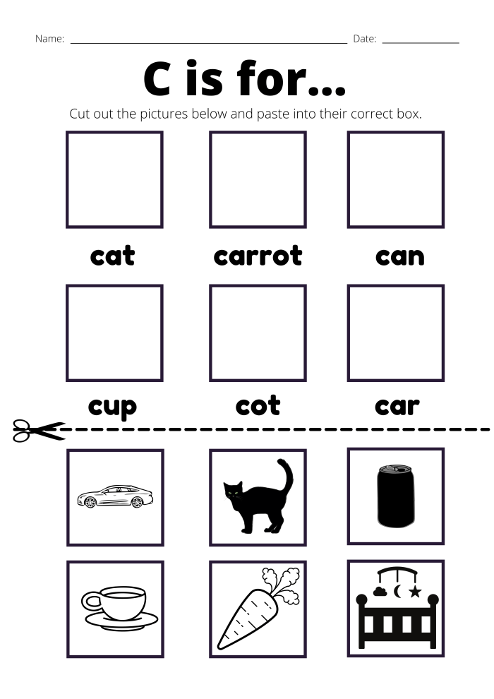 Pictures That Starts With C Worksheet