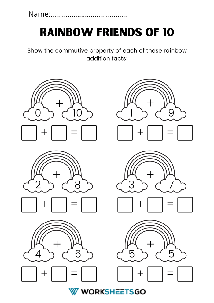 Rainbow Friends Of 10 Addends Of 10 Worksheet Rainbow Friends Of 10 Addends Of 10 Worksheet 1