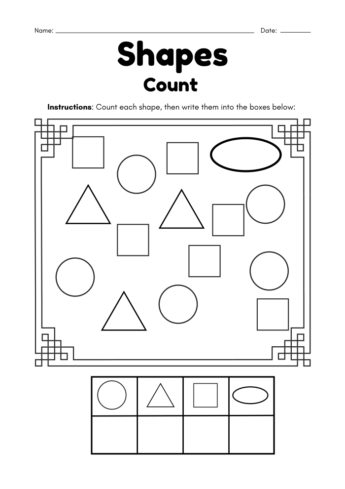 Shapes Count Simple Geometry Worksheet Shapes Count Simple Geometry Worksheet