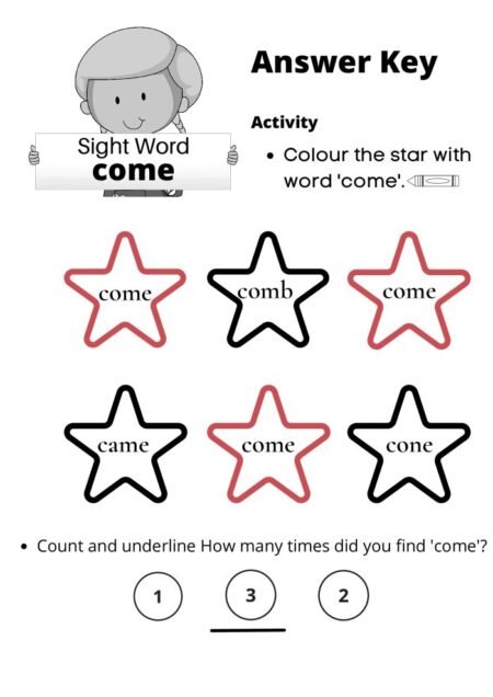 Sight Word Come Worksheets WorksheetsGO Sight Word Come Worksheets WorksheetsGO