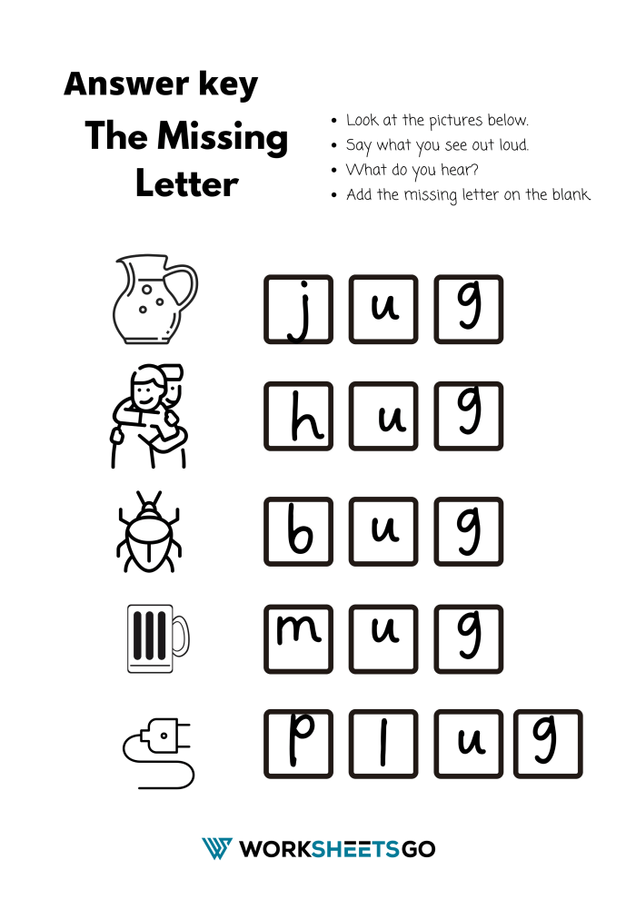 Ug Word Family Worksheet Answer Key Ug Word Family Worksheet Answer Key