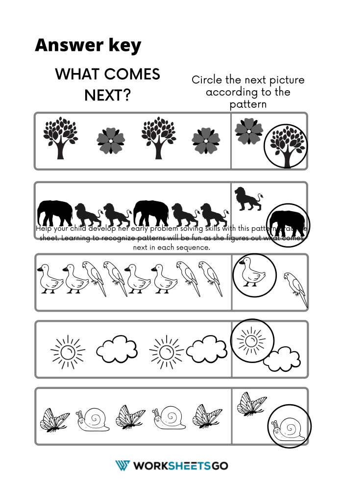 What Comes Next Patterns Worksheet Answer Key What Comes Next Patterns Worksheet Answer Key
