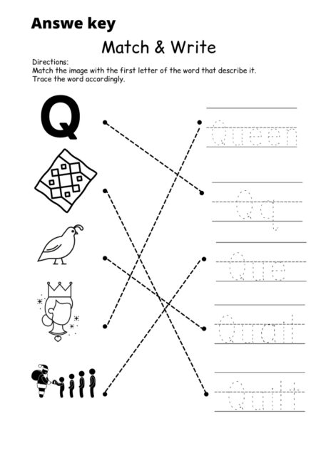 Words Begins With Q Worksheets