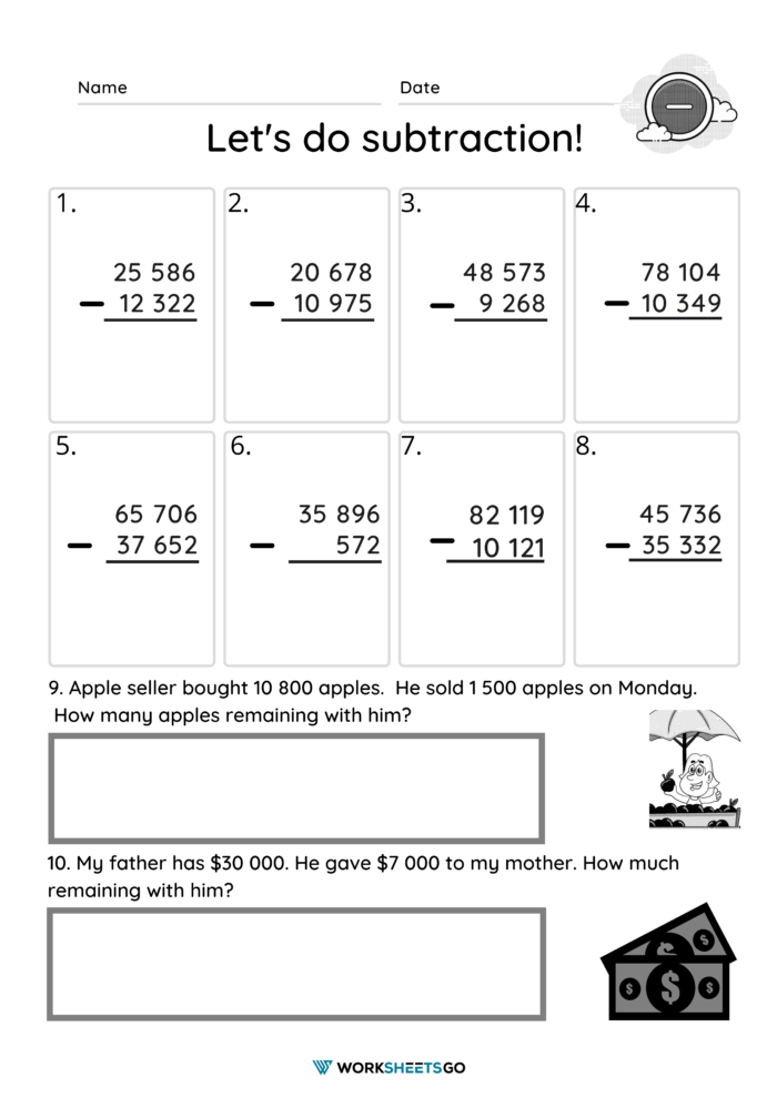 5 Digits Subtraction Worksheets Lets Do Subtraction 5 Digits Subtraction Worksheets Lets Do Subtraction