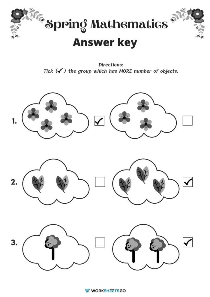 Comparing Group Of Objects Worksheet 1 Answer Key