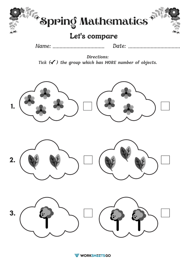 Comparing Group Of Objects Worksheet 1