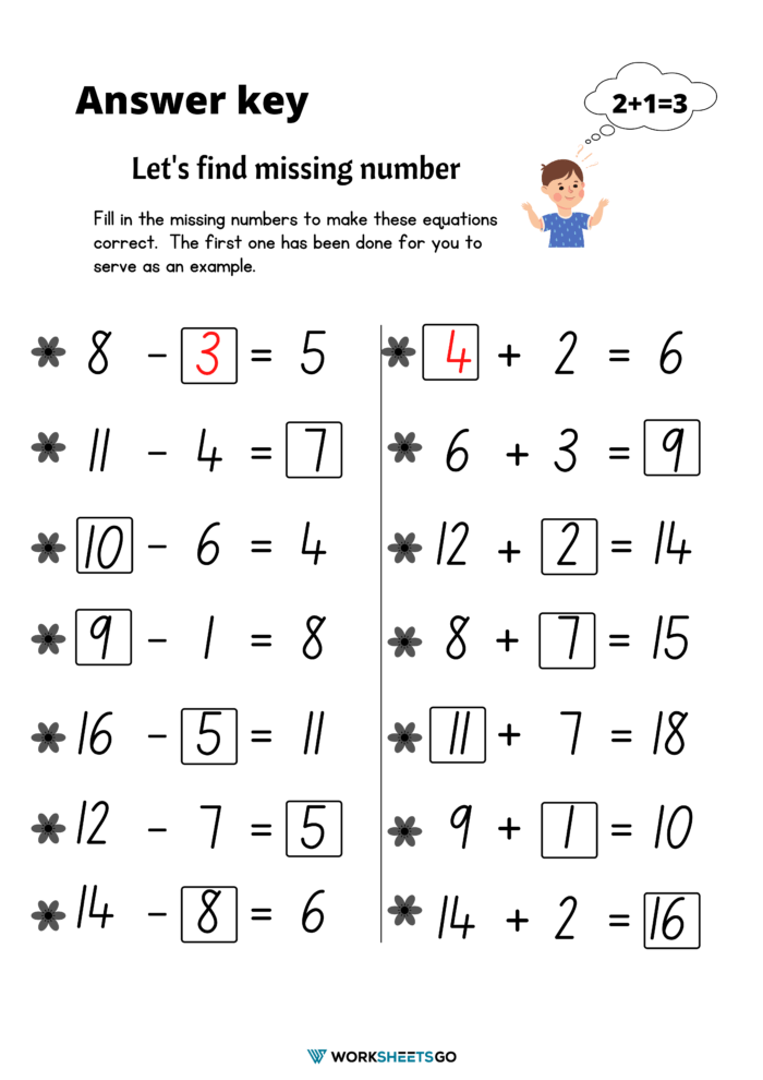 Find The Missing Number Answer Key Find The Missing Number Answer Key