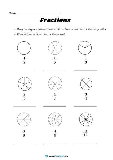 Fractions Cut Outs Worksheets