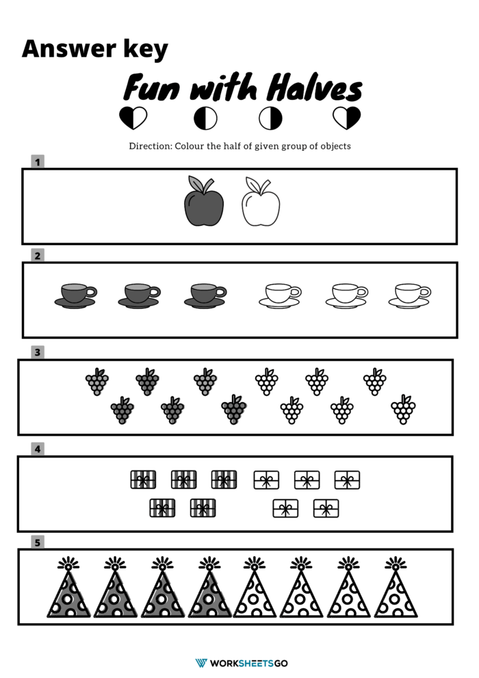 Halves Worksheets Fun With Halves Worksheet Answer Key Halves Worksheets Fun With Halves Worksheet Answer Key