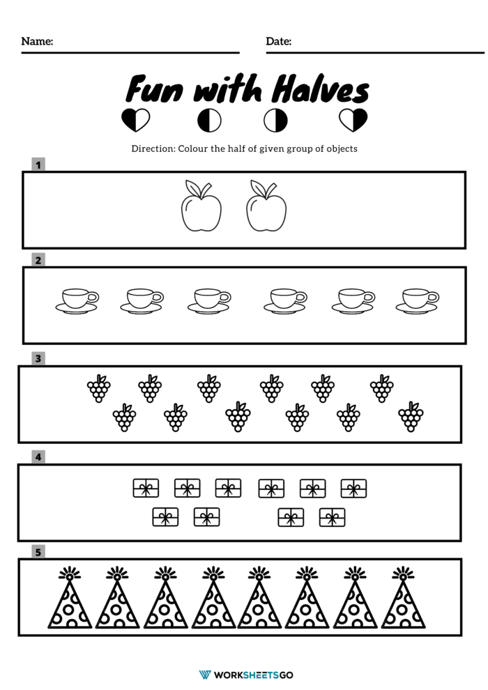 Halves Worksheets Fun With Halves Worksheet Halves Worksheets Fun With Halves Worksheet