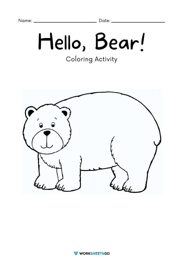 Hello Brown Bear Worksheet Hello Brown Bear Worksheet