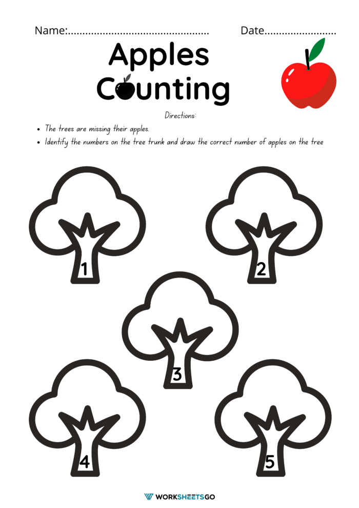 Identifying Number 1 20 Worksheet Apples Counting Identifying Number 1 20 Worksheet Apples Counting