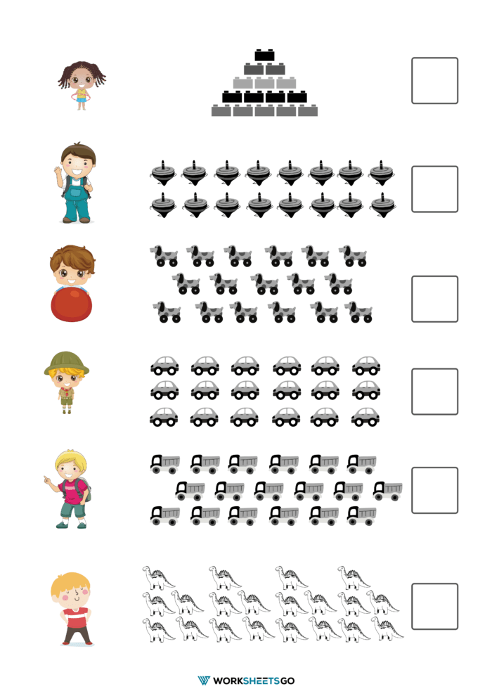 Identifying Number 1 20 Worksheet Toys Counting 2