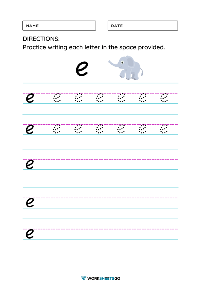 Lower Case E Worksheet Lower Case E Worksheet