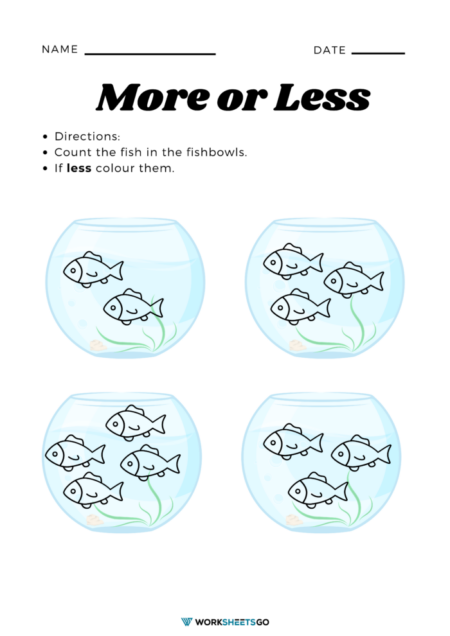 Less Than For Kindergarten – More Or Less Worksheets