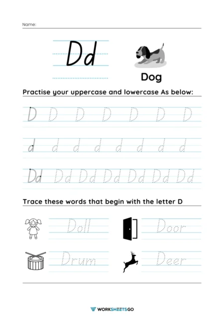 Letter D Tracing Worksheets