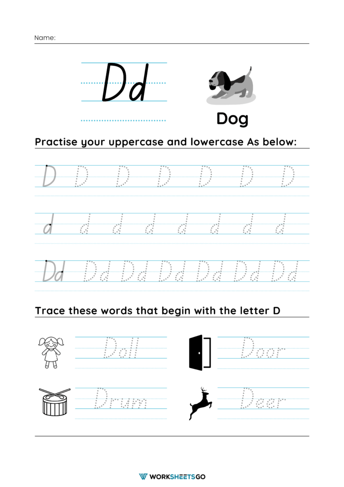 Letter D Tracing Worksheet Letter D Tracing Worksheet