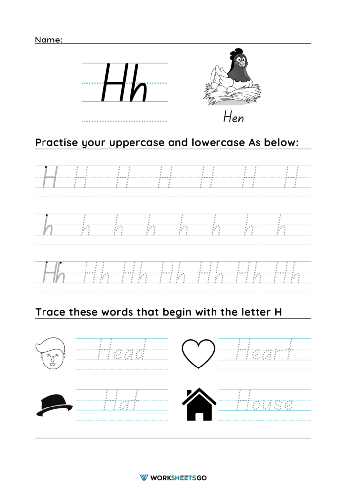 Letter H Traceable Worksheet Letter H Traceable Worksheet