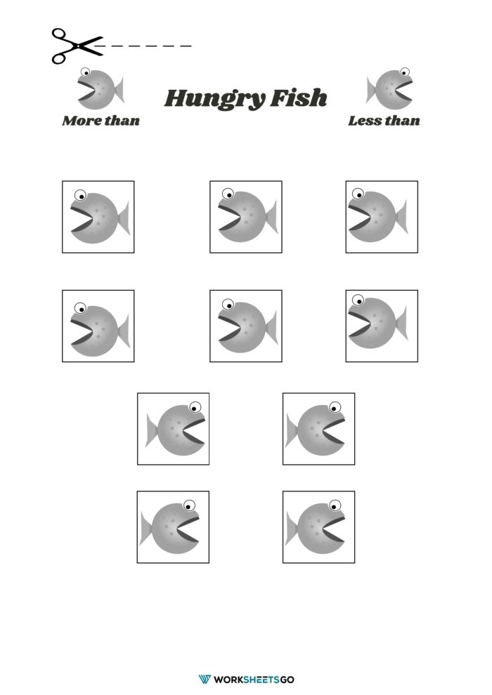 More Than Less Than Hungry Fish Worksheet 2