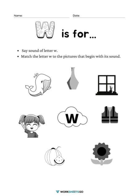 Things Start With W Worksheets