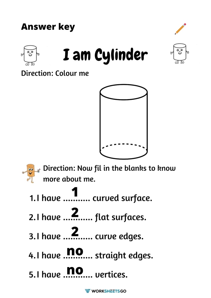 Cylinder Shape Worksheet Answer Key