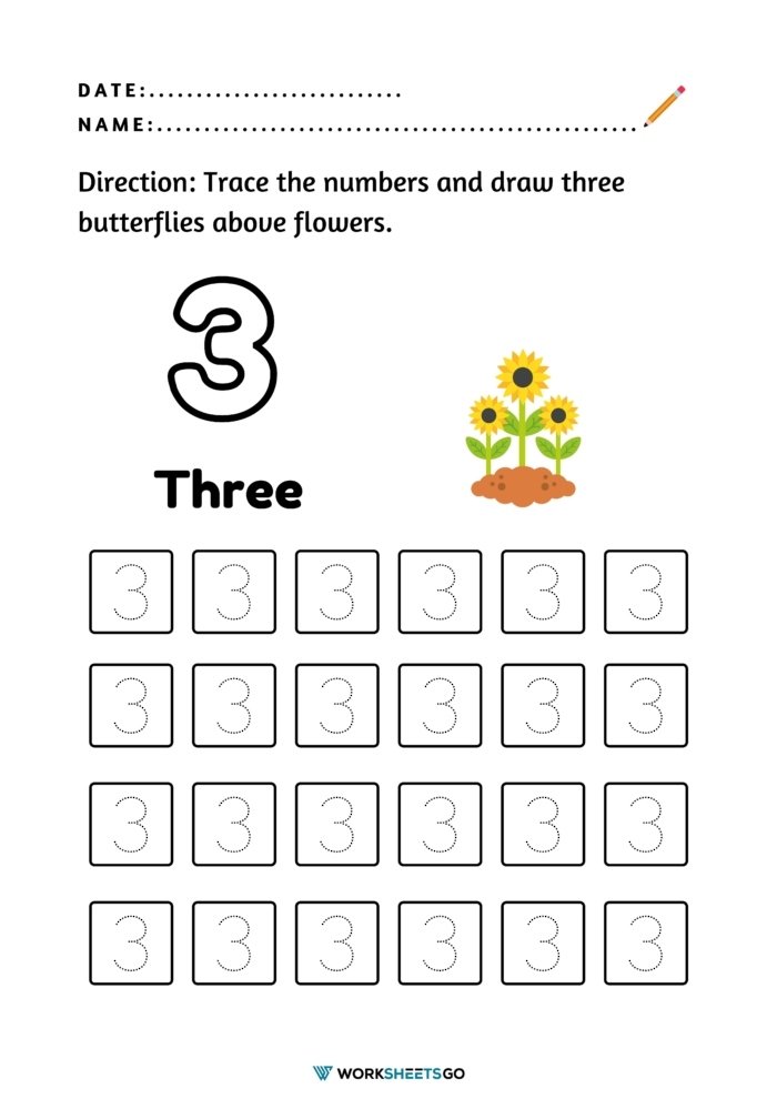 number 3 printable worksheet worksheets go