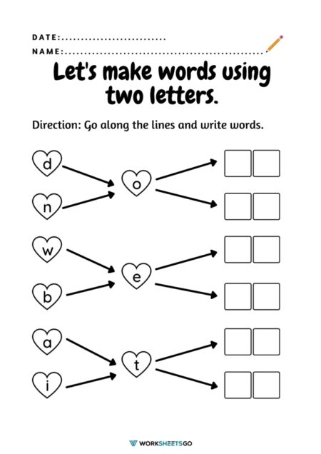 Two Letter Words Worksheets