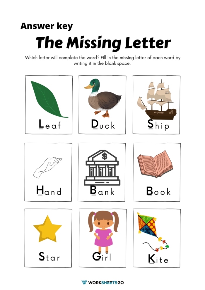 4 Letter Words For Kindergarten Worksheet Answer Key