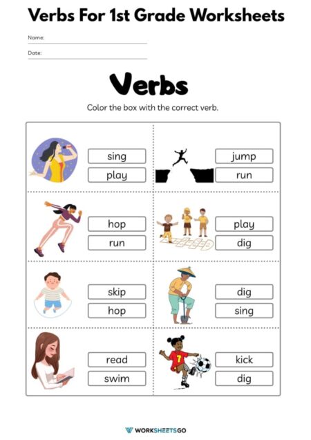 Verbs For First Graders Worksheets