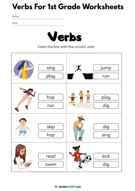 Verbs For First Graders Worksheets