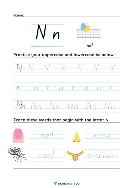 Letter N Worksheets