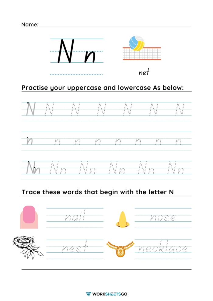 Letter N Worksheets WorksheetsGO