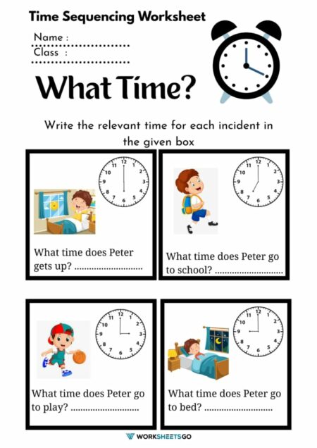 Time Sequencing Worksheets