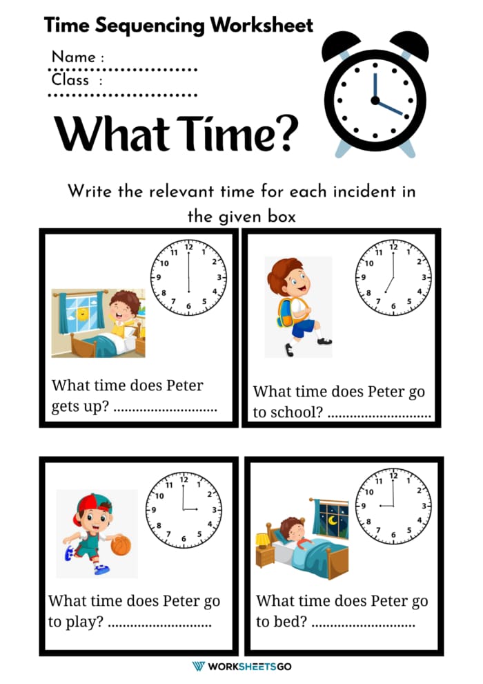 Time Sequencing Worksheet