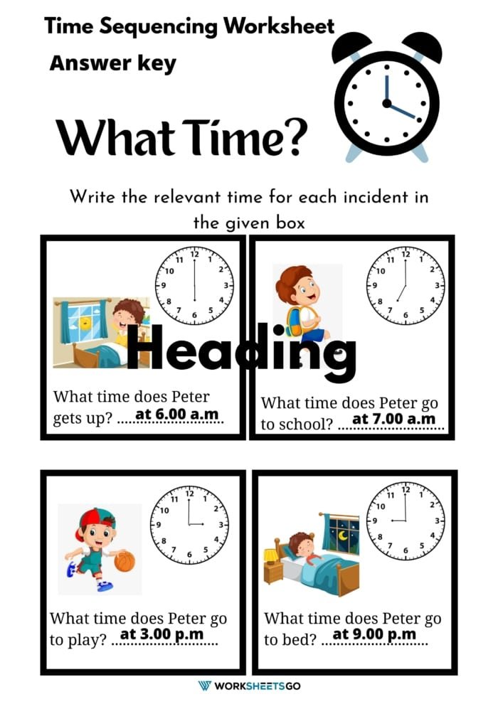 Time Sequencing Worksheet Answer Key Time Sequencing Worksheet Answer Key