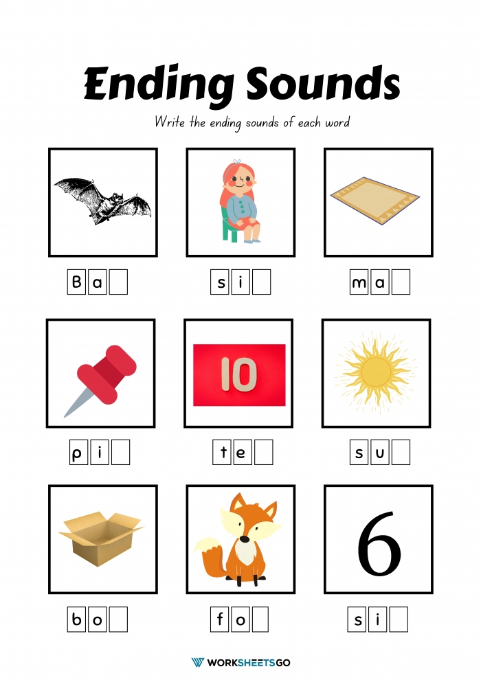 Ending Sounds Worksheets Worksheetsgo