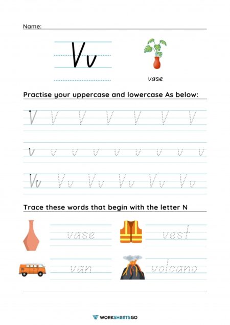 Letter V Worksheets