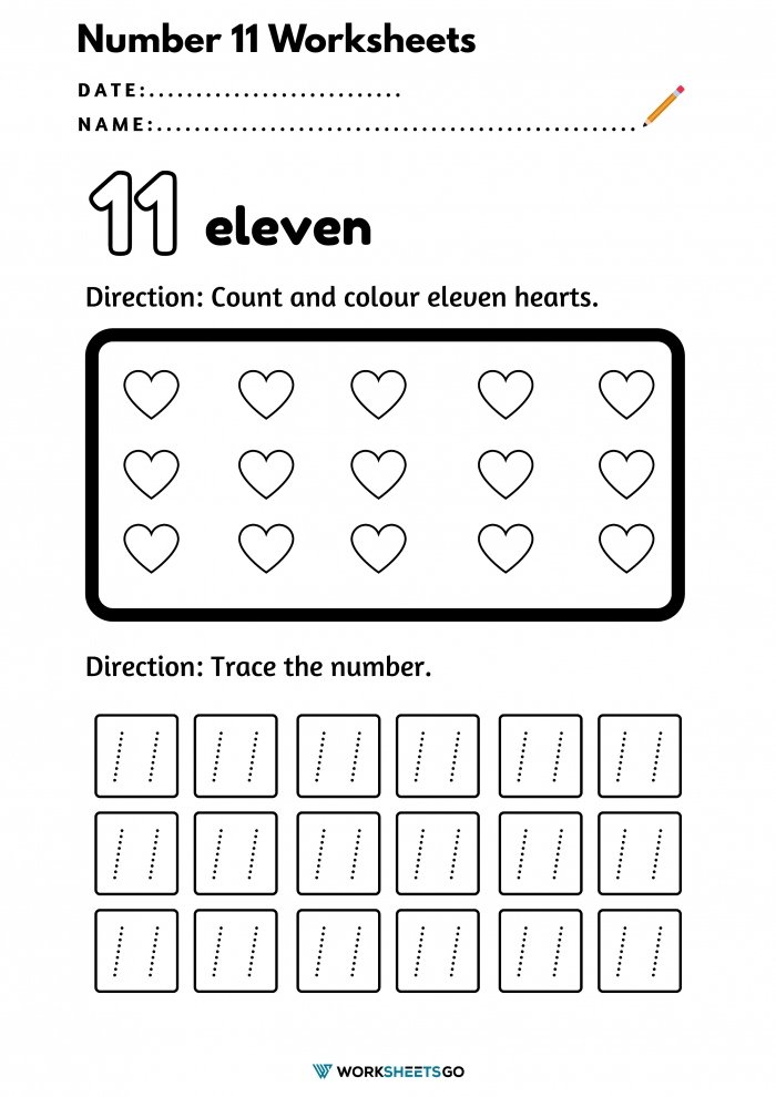 Number 11 Worksheets | Worksheets GO
