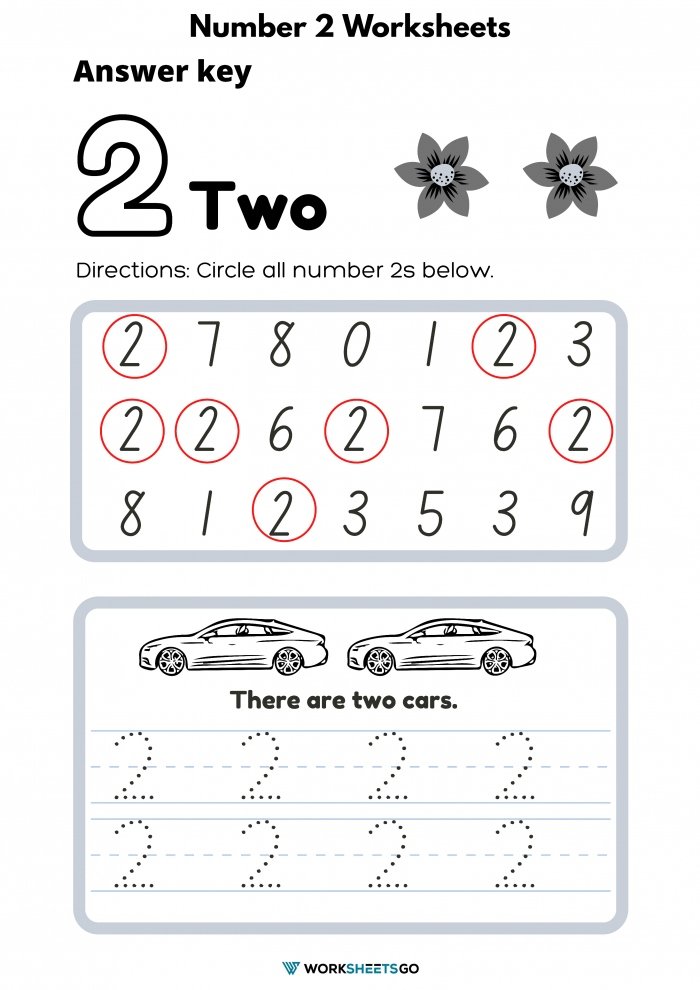 Number 2 Worksheets Answer Key