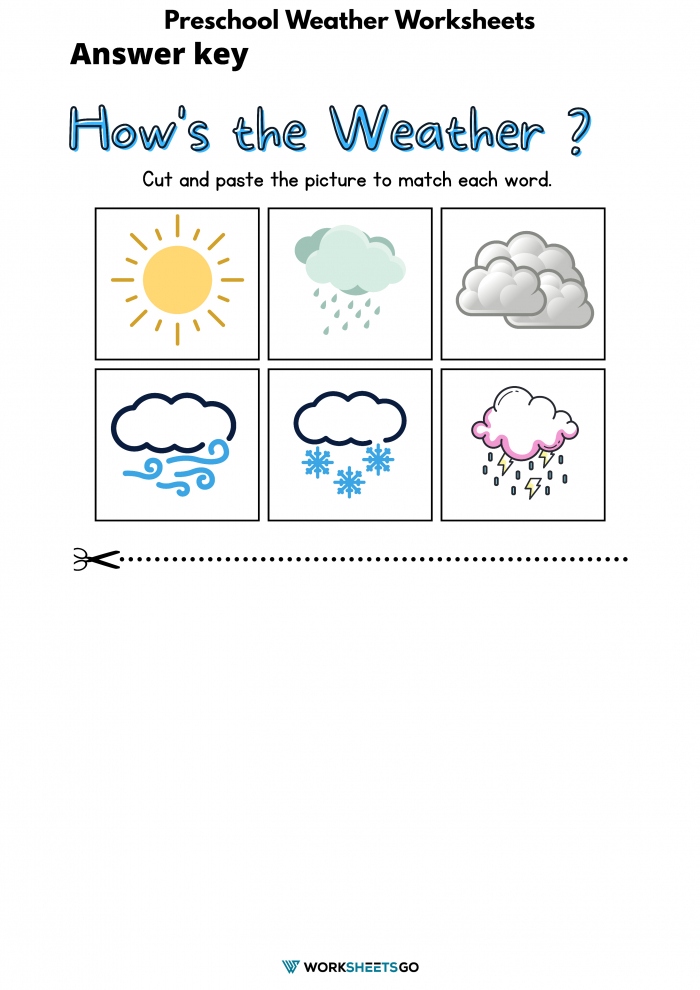 Preschool Weather Worksheets Answer Key
