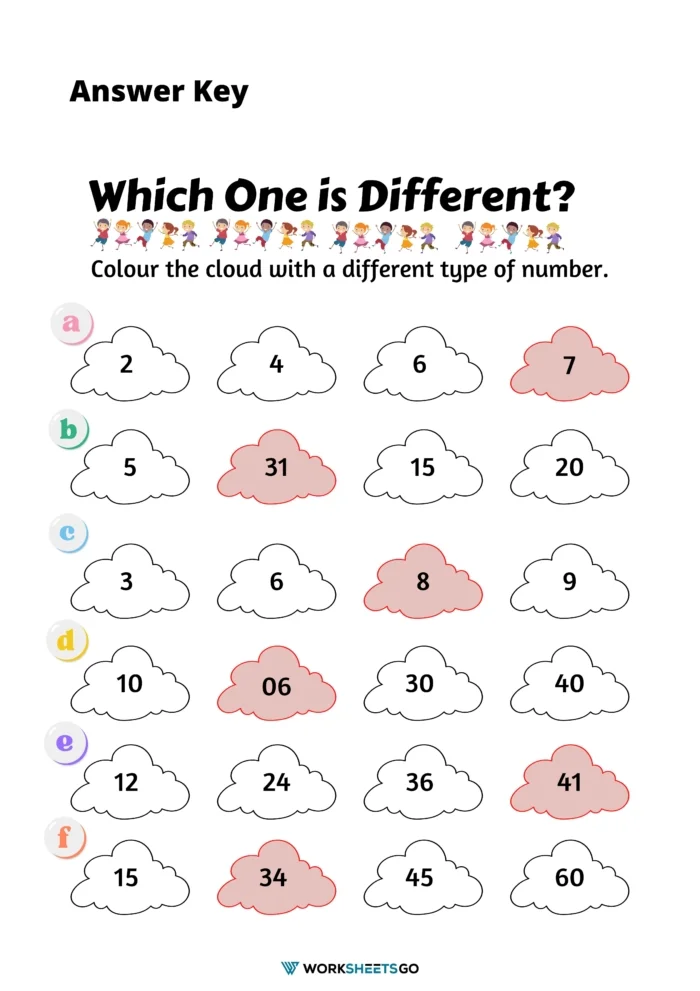 Color The Cloud With A Different Type Of Number Answer Key Color The Cloud With A Different Type Of Number Answer Key