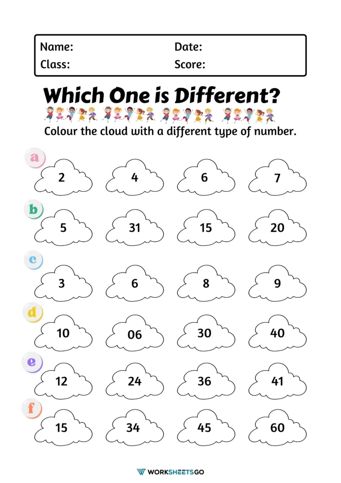 Color The Cloud With A Different Type Of Number Color The Cloud With A Different Type Of Number