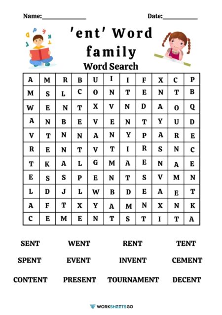 ENT Word Family Worksheets